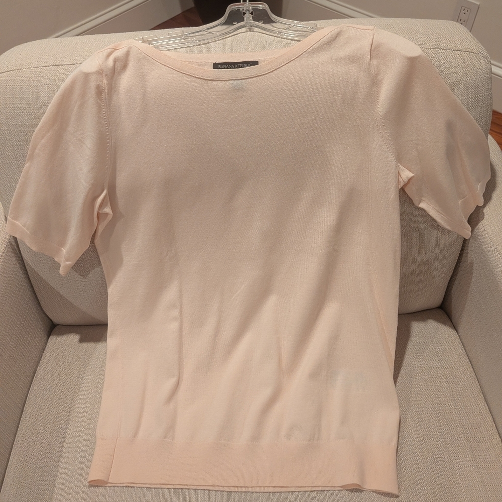 Banana Republic Pink Short Seeve Stretch Cotton Tee Size M